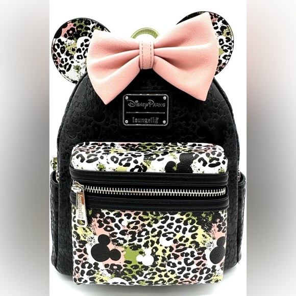 Loungefly Handbags - Loungefly Disney Parks Animal Kingdom Safari Mickey Ear Pink Bow NWT​